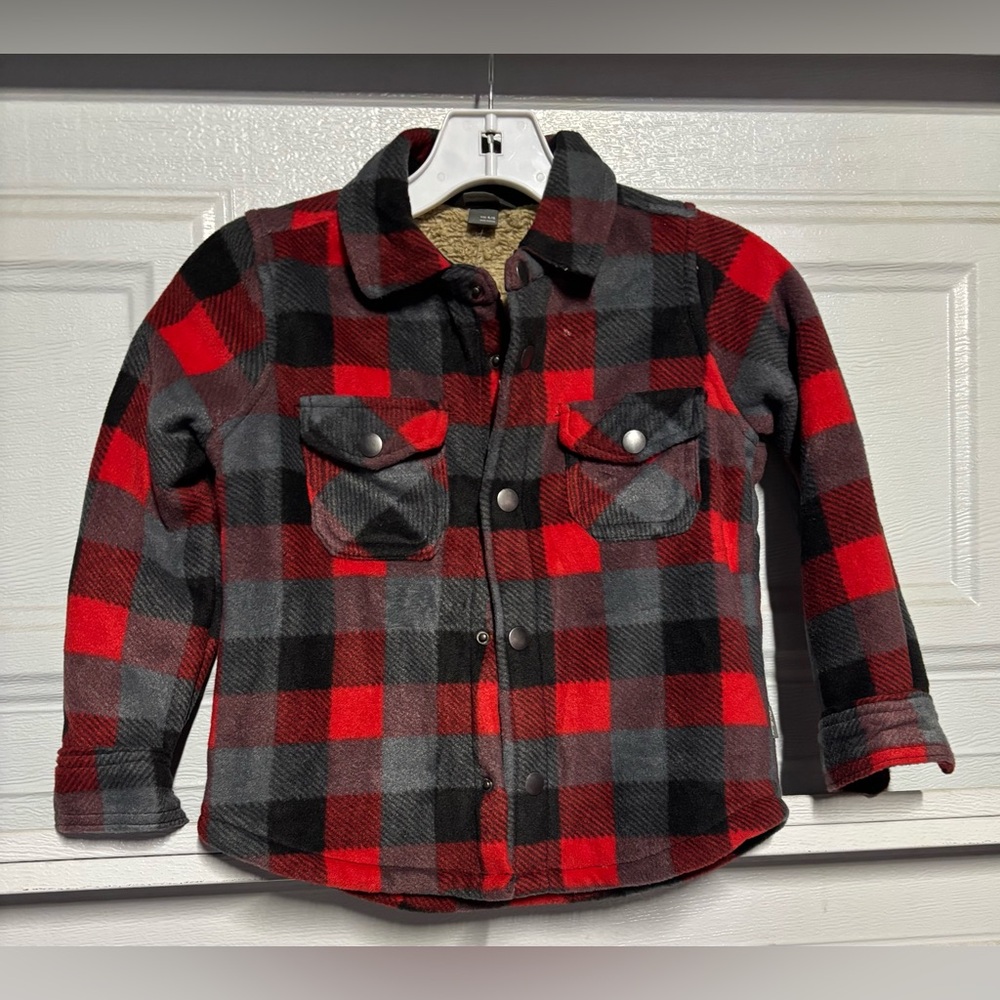 Eddie Bauer Red and Black Plaid Kids Button Down Shirt